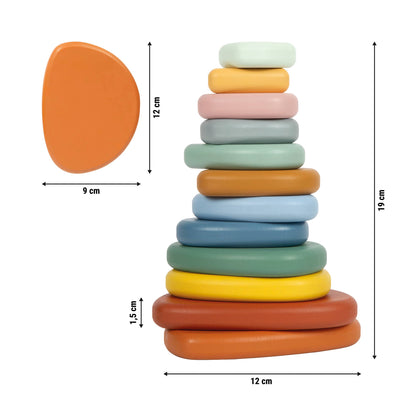 Montessori balansespill stacking ring toy with smooth pastel matte finish for kreativ lek and ulike størrelser