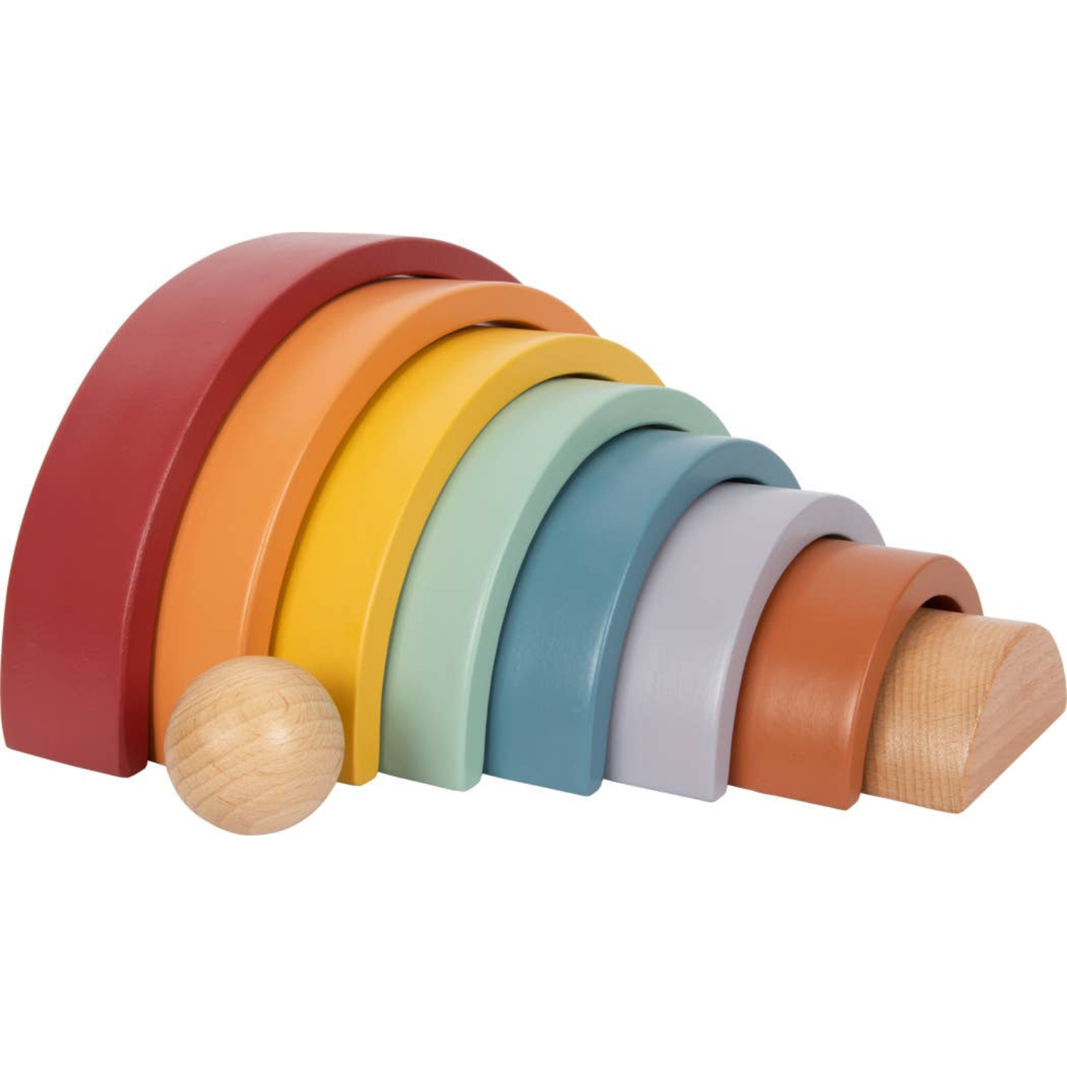 Stableregnbue safari med robuste regnbuen i tre og hvit trekule til eksempelvis lage lek og dekorasjon